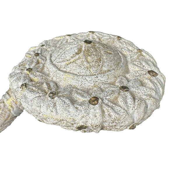 Vintage Ceramic Gold and White Santa Waving with Sleigh of Flowers 15 Inch Tall - Picture 5 of 6